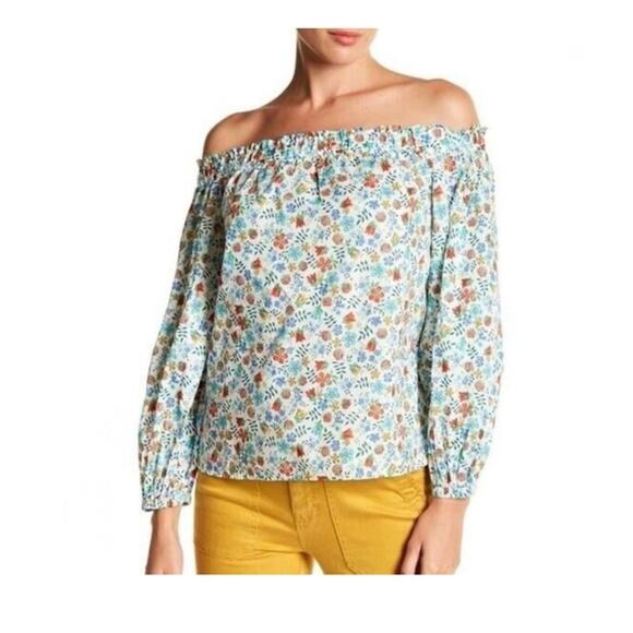 J. Crew Liberty fabric Endenham blouse size 2 floral ruffle off the shoulder - Picture 1 of 12